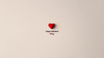 A simple yet striking representation of love features a bold red heart placed centrally with a message wishing a happy Valentine's Day. This design evokes feelings of warmth and affection. photo