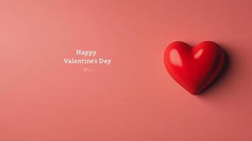 A vibrant red heart symbol rests on a soft pink background, capturing the essence of love and affection for Valentine's Day. The simple design highlights warmth and connection. photo