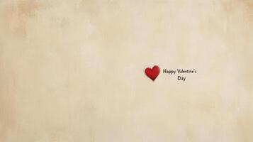 A decorative greeting features a heart symbol beside the text wishing a happy Valentine's Day. The warm, soft background enhances the heartfelt message, ideal for celebrating love and affection. photo