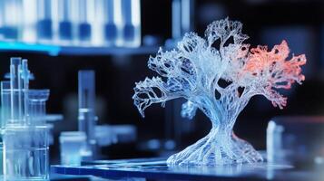 A detailed bioengineering representation of a tree created with advanced computer technology. photo