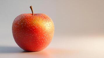A shiny red apple with a stem photo