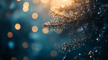 A tree branch with a lot of sparkles on it photo