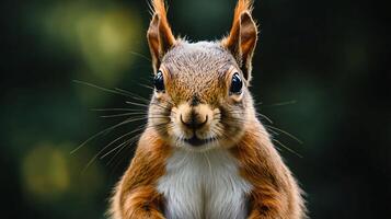 A squirrel is standing in front of a green background photo