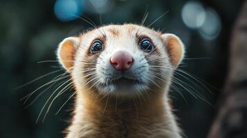 A small animal with a long snout and big eyes is staring at the camera photo