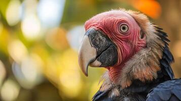 A bird with a red beak and a black face photo