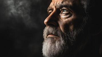 A man with a beard and a beard is looking at the camera photo