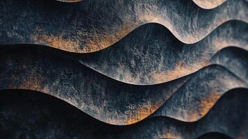 The image is a close up of a wall with a wave pattern photo