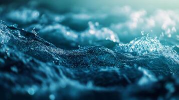 The image is of a large body of water with waves crashing against the shore photo