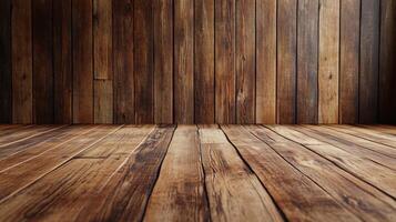 A wooden floor with a large empty space in the middle photo
