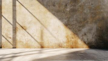 A large empty room with a wall that is covered in a lot of dirt and dust photo