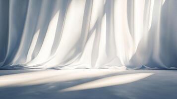 A white curtain is hanging in a room, creating a sense of openness and lightness photo