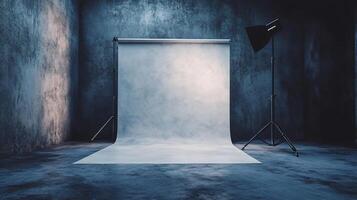 A white backdrop with a light shining on it photo