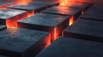 A close up of a black and red square with a red line running through it photo