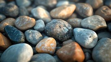 A close up of a pile of rocks with a few large ones in the middle photo