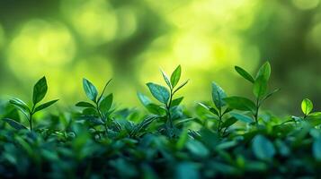 A bunch of green plants are growing in a field photo