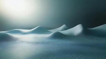 A computer generated image of a snowy beach with a sun in the background photo