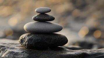 A stack of rocks on a rock photo
