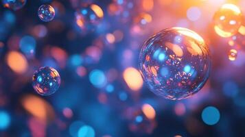 A colorful image of many small bubbles floating in the air photo