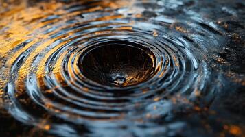 A large drop of water is captured in a circular shape photo