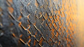 A close up of a metal surface with a pattern of squares and triangles photo