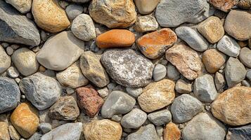 A pile of rocks with some of them being brown and some of them being gray photo