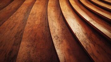 The image is of a wooden staircase with a brown and tan color scheme photo