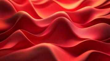 A red wave of fabric with a red background photo
