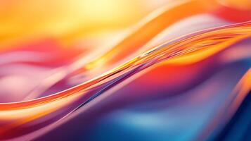 A colorful, abstract painting with a wave-like pattern photo