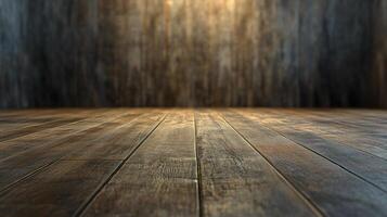 A wooden floor with a large empty space in the middle photo