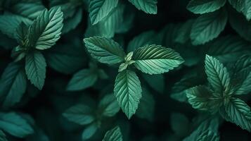 A close up of green leaves with a mood of calmness and serenity photo