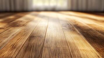 A wooden floor with a window in the background photo