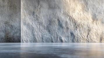 A wall with a grey stone texture and a large empty space in the middle photo