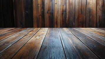 A wooden floor with a large empty space in the middle photo