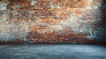 A brick wall with a large empty space in the middle photo