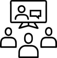 Team of professionals conducting virtual training in modern office with glossy background and copy space vector