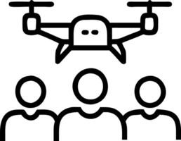 Team members brainstorming with drone mounted cameras and virtual displays in a futuristic macro session with copy space vector