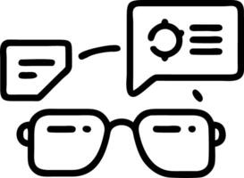 Team brainstorming with smart glasses and digital notes in a futuristic office with macro close up and copy space vector