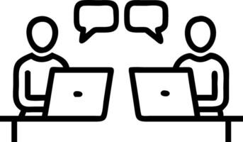 Young entrepreneurs discussing startup ideas over laptops in a minimalist office with soft abstract background and copy space vector