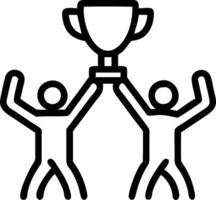 Soft abstract employees lifting a trophy together vector