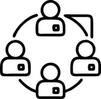 Multicultural Team Working Remotely with Virtual Collaboration Tools and Copy Space vector