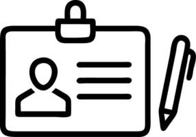 Plain light gray background with a caregiver ID badge and a pen vector