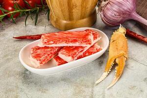 Red crab meat stick surimi photo
