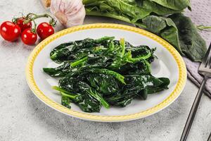 Coocked green spinach with oil photo