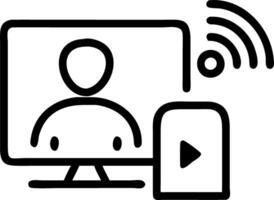 Remote team member presenting on call in stylish home office with glossy background and copy space vector