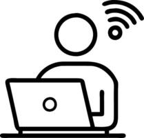 Remote worker in home office with plain background and copy space vector