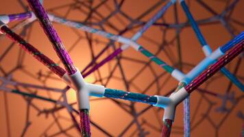 Vibrant Interconnected Strands. A Colorful Network in Soft Illumination photo