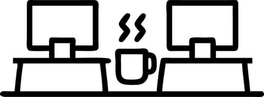 Plain Workspace with Open Laptops and Coffee Mugs vector
