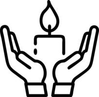 Plain black background with hands holding a candle vector