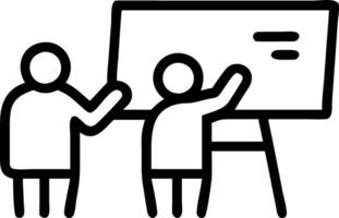 Professionals sketching ideas on a large whiteboard during a focused brainstorming session with bokeh digital art background and copy space vector