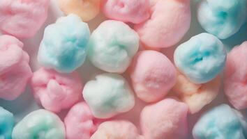 A close up of a bunch of colorful cotton candy photo
